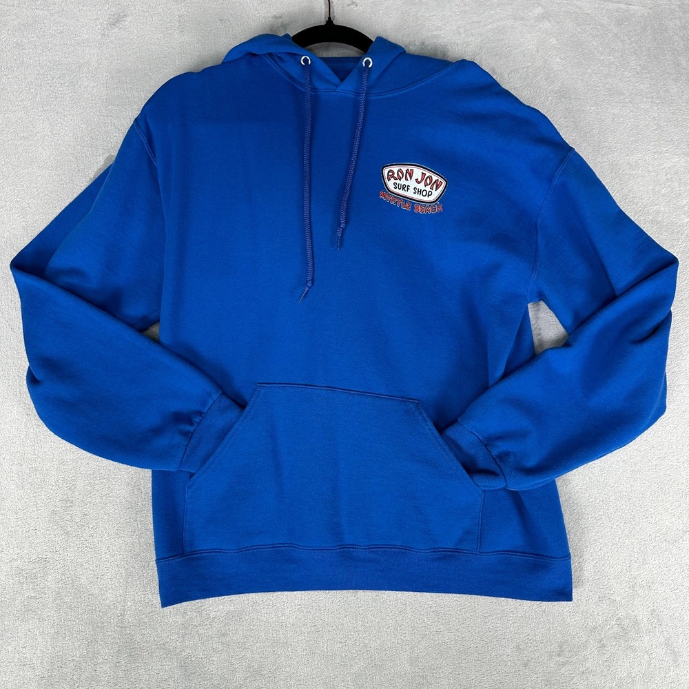 Ron Jon Surf Shop Hoodie Mens Medium Blue Myrtle Beach Pullover Graphic Logo